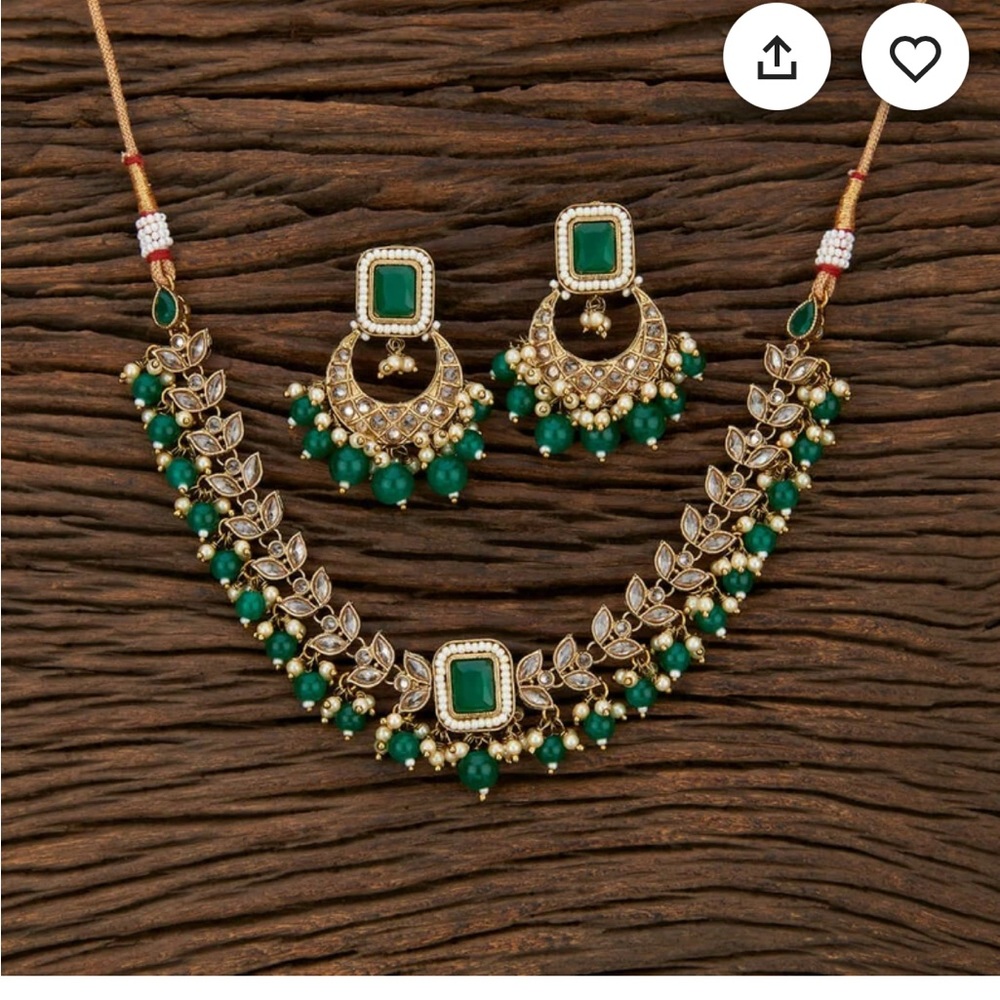 Green Polki Indian Choker Necklace